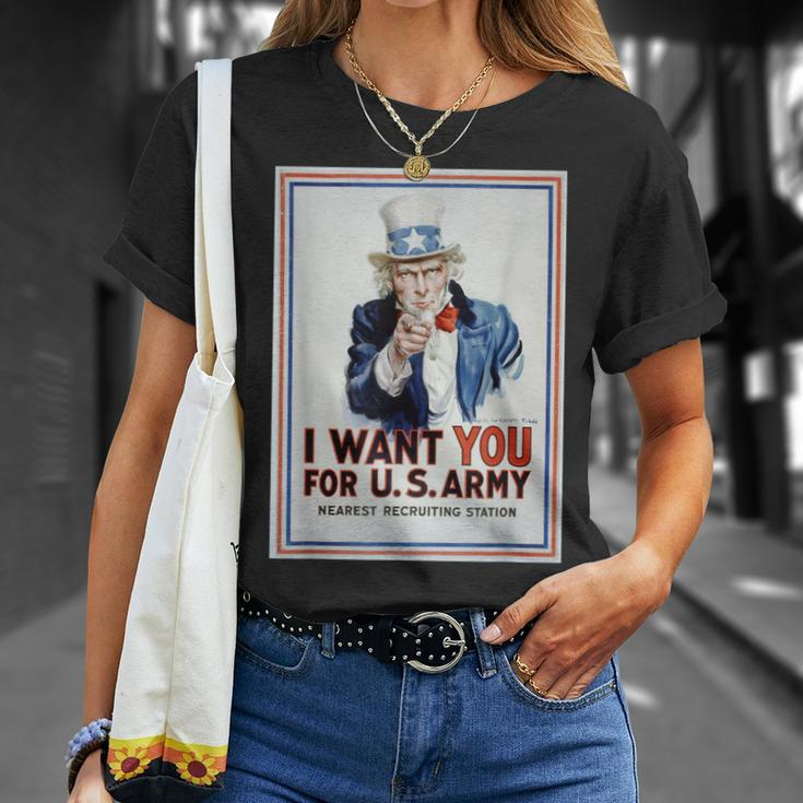 Uncle Sam I Want You For Us Army Vintage Poster Unisex T-Shirt Gifts for Her
