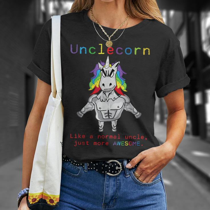 Unclecorn Unicorn With Muscle Normal Uncle Just Awesome Gift For Mens Unisex T-Shirt Gifts for Her