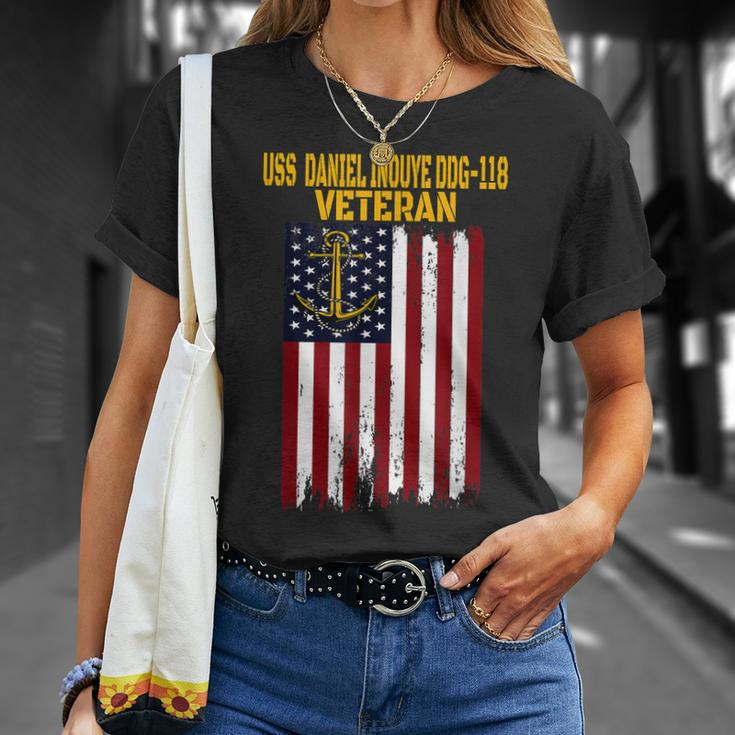 Uss Daniel Inouye Ddg-118 Destroyer Veterans Day Fathers Day T-Shirt Gifts for Her