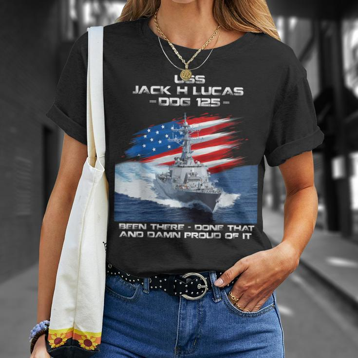 Uss Jack H Lucas Ddg-125 Destroyer Ship Usa Flag Veteran Day T-Shirt Gifts for Her