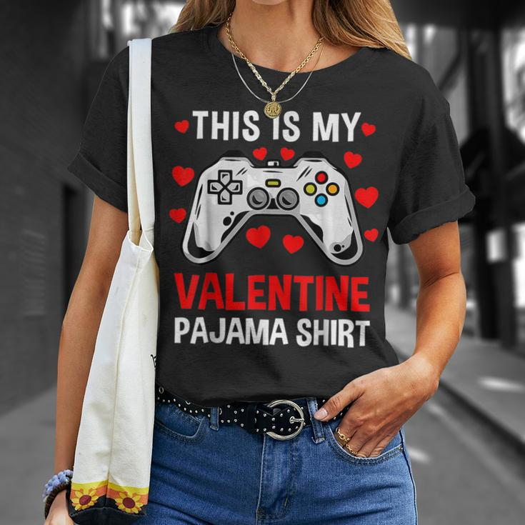 This Is My Valentine Pajama Gamer Heart Controller T-Shirt Gifts for Her