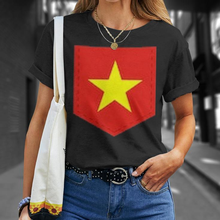 Vietnam Flag With Printed Vietnamese Flag Pocket Unisex T-Shirt Gifts for Her