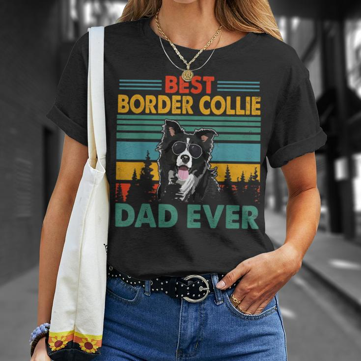 Vintag Retro Best Border Collie Dad Happy Fathers Day Unisex T-Shirt Gifts for Her