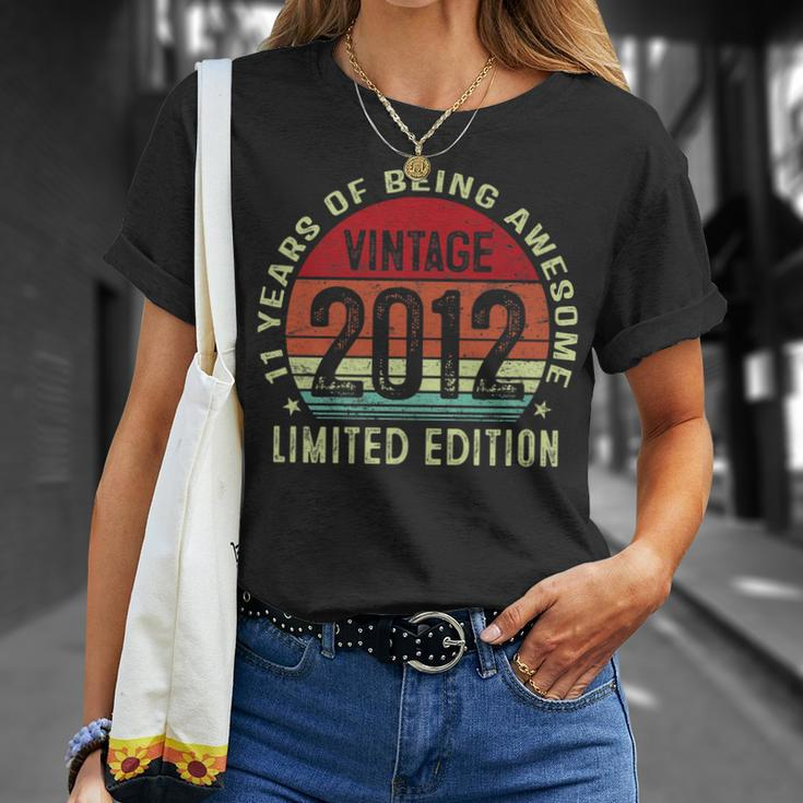 Vintage 2012 Made In 2012 11 Years Old 11Th Birthday Boy Unisex T-Shirt Gifts for Her