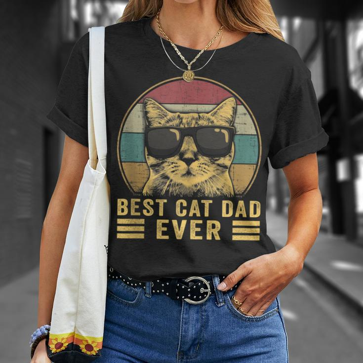Vintage Best Cat Dad Ever Bump Fit Fathers Day T-Shirt Gifts for Her