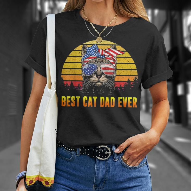Vintage Best Cat Dad Ever Fathers Day Gifts 4Th Of July Men Unisex T-Shirt Gifts for Her