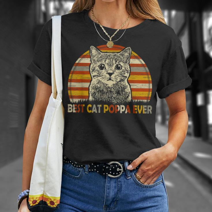 Vintage Best Cat Poppa Ever Fathers Day Christmas Gifts Unisex T-Shirt Gifts for Her