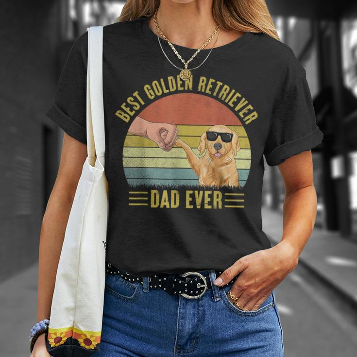 Mens Vintage Best Golden Retriever Dad Ever Fist Bump Dog Lover T-Shirt Gifts for Her