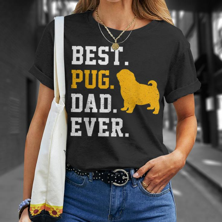 Vintage Best Pug Dad Ever Fathers Day Dog Gifts Unisex T-Shirt Gifts for Her