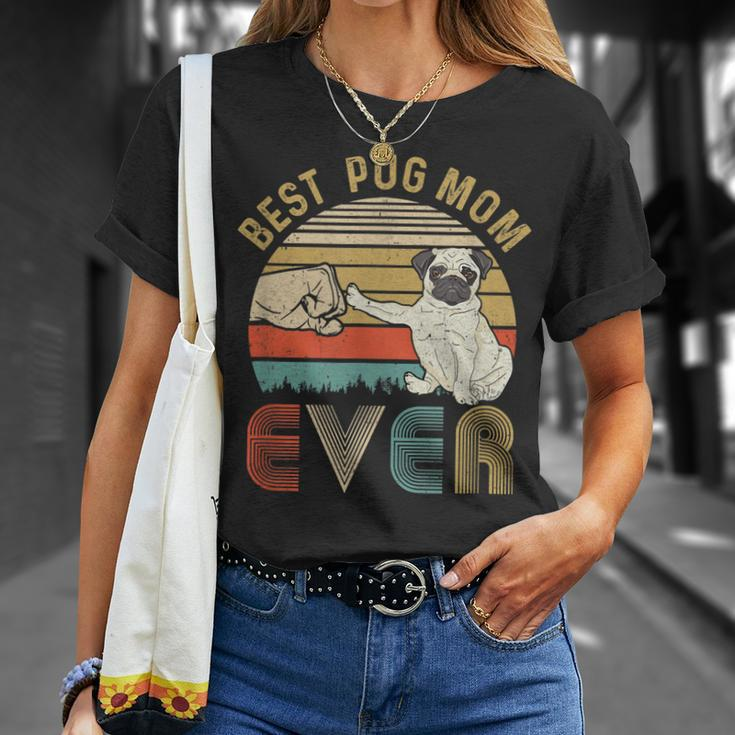 Vintage Best Pug Mom Ever Bump Fit Funny Mom Unisex T-Shirt Gifts for Her