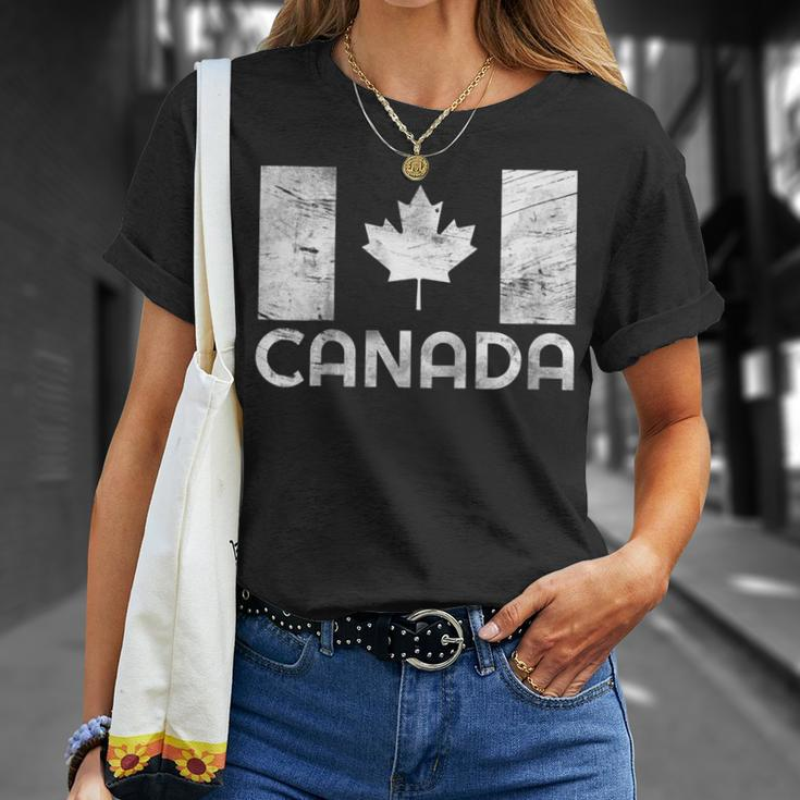 Vintage Canada Flag Shirt Canada Day V3 Unisex T-Shirt Gifts for Her