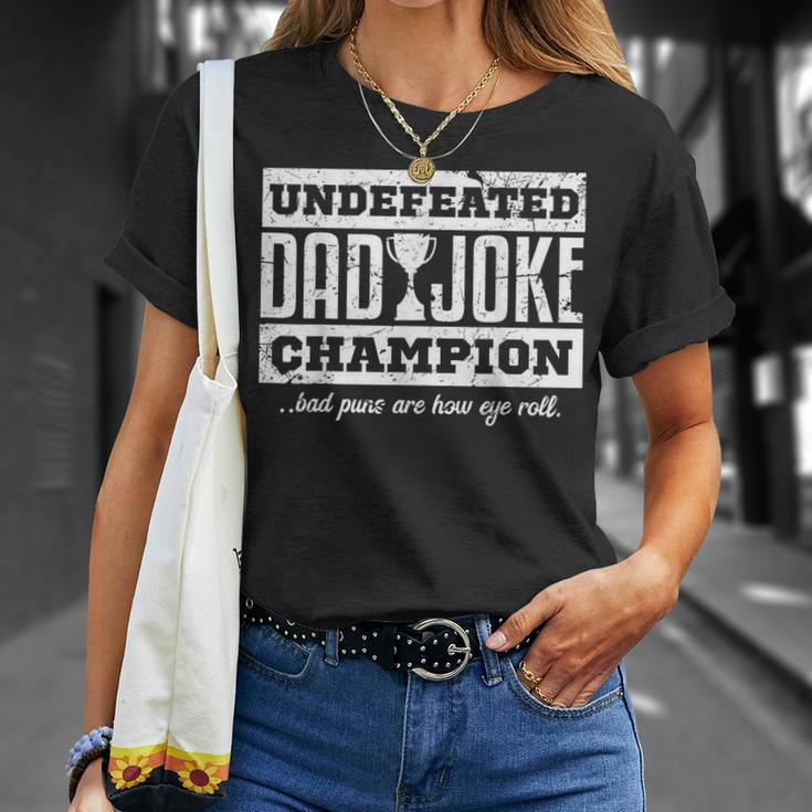 Vintage Dad Jokes Undefeated Dad Joke Champion Father T-Shirt Gifts for Her