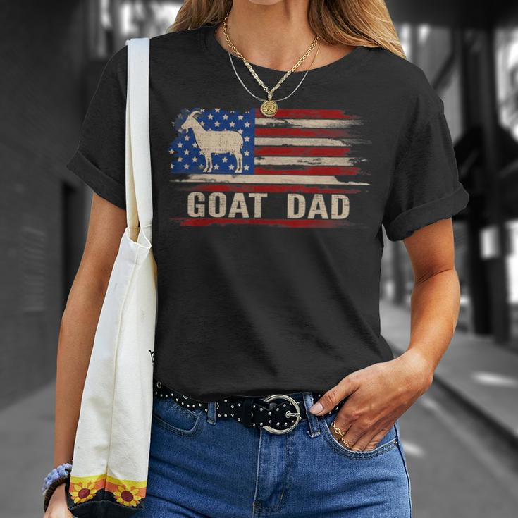 Vintage Goat Dad American Usa Flag FarmingFarmer T-Shirt Gifts for Her