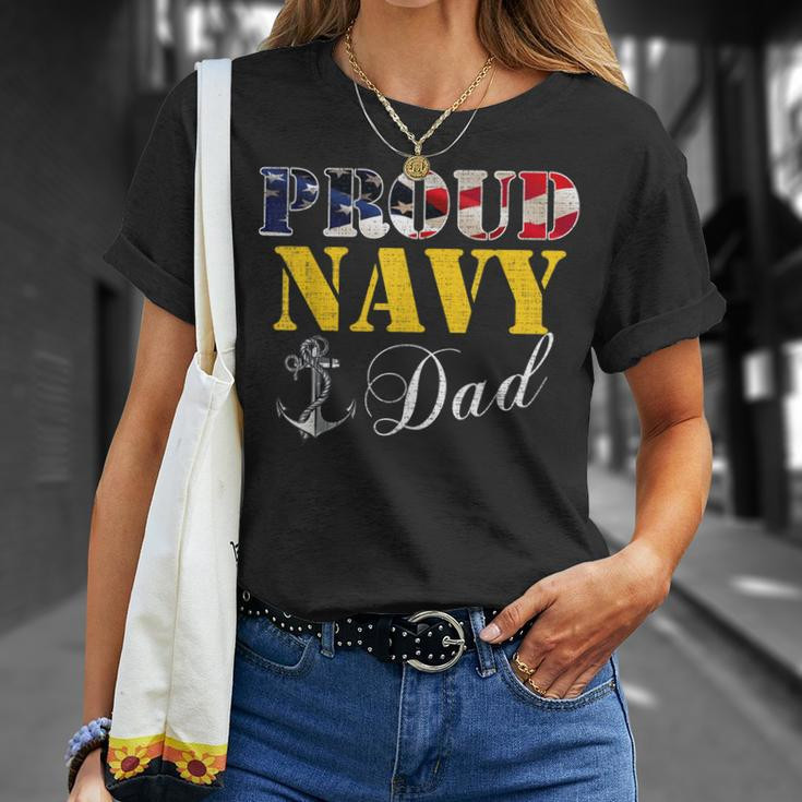Vintage Proud Navy With American Flag For Dad T-Shirt Gifts for Her
