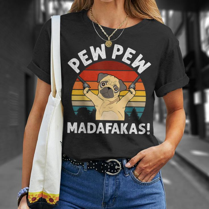 Vintage Retro Pug Pew Pew Madafakas Pug Pew Pew T-Shirt Gifts for Her