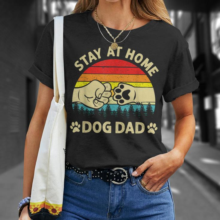Vintage Stay At Home Dog Dad Retro Dog Lovers Fathers Day T-Shirt Gifts for Her