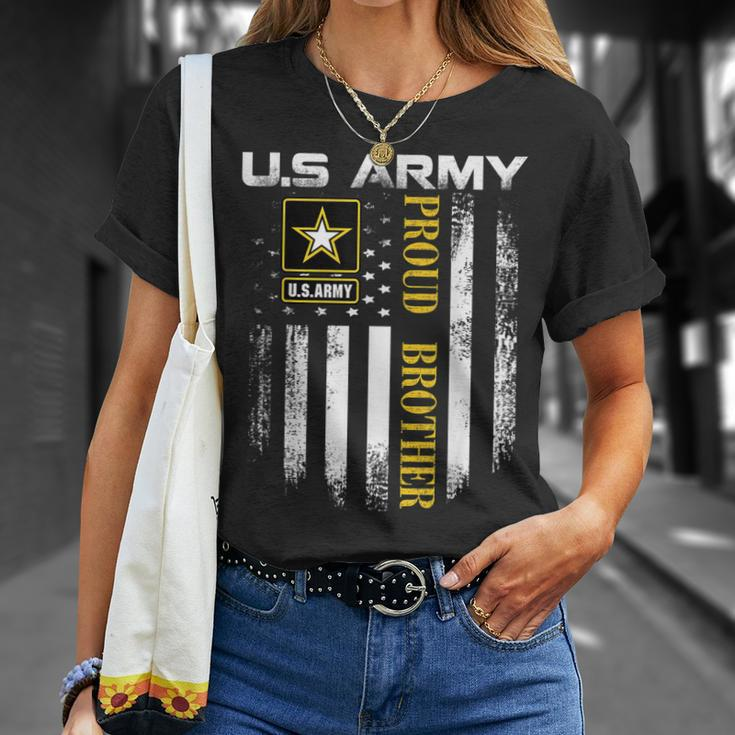 Vintage US Army Proud Brother With American Flag T-Shirt Gifts for Her