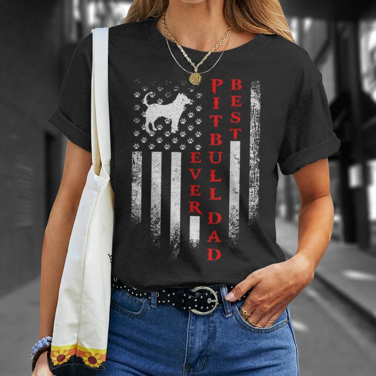 Vintage Usa American Flag Best Pit Bull Pitbull Dog Dad Ever Gift For Mens Unisex T-Shirt Gifts for Her