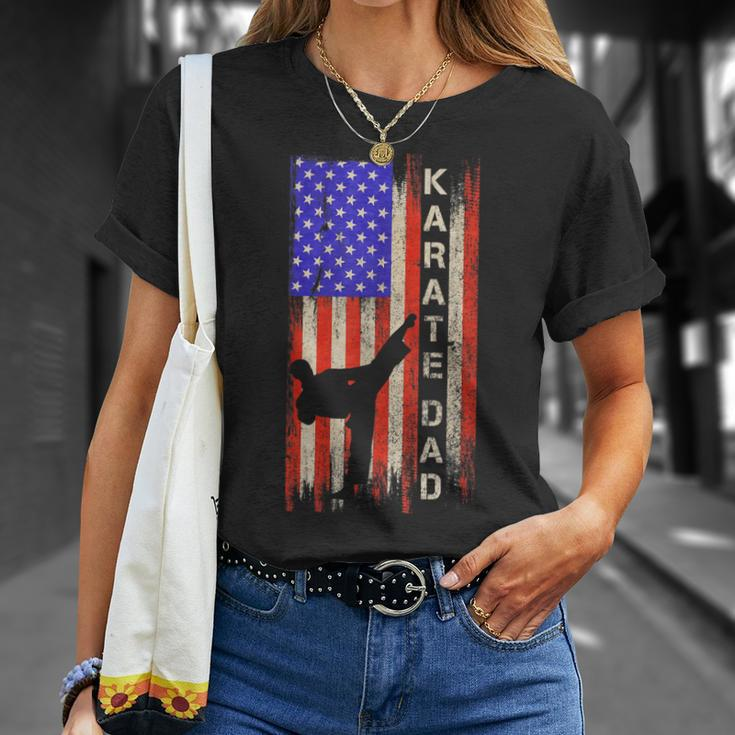 Vintage Usa American Flag Karate Dad Karateka Silhouette T-Shirt Gifts for Her