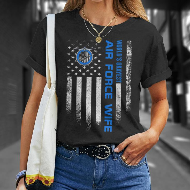 Vintage Usa American Flag Worlds Okayest Us Air Force Wife T-shirt Gifts for Her