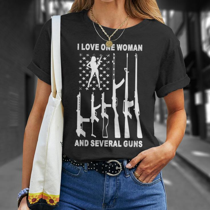 Vintage Usa Flag Dad Grandpa I Love One Woman & Several Guns T-Shirt Gifts for Her
