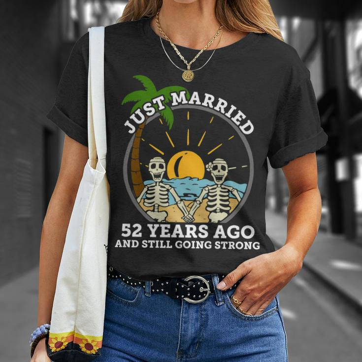 Wedding Anniversary Couple Married 52 Years Ago Skeleton T-Shirt Gifts for Her