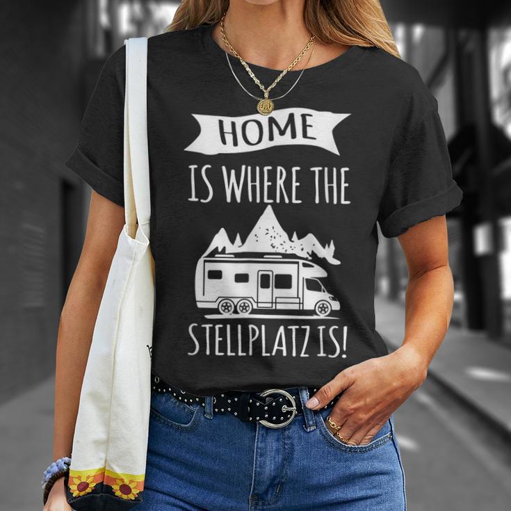 Wohnmobil Camper Geschenk Home Is Where The Stellplatz Is T-Shirt Geschenke für Sie