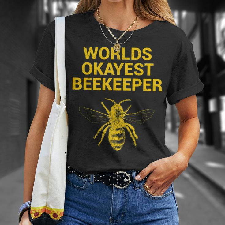 Worlds Okayest Beekeeper Beekeeping Dad T-Shirt Gifts for Her
