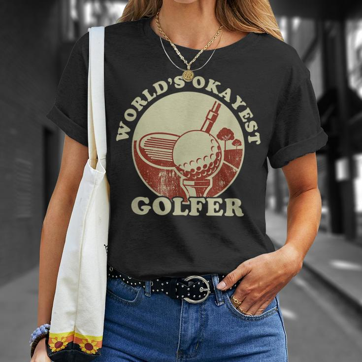 Worlds Okayest Golfer Retro Vintage Golf Player Husband Dad T-Shirt Gifts for Her