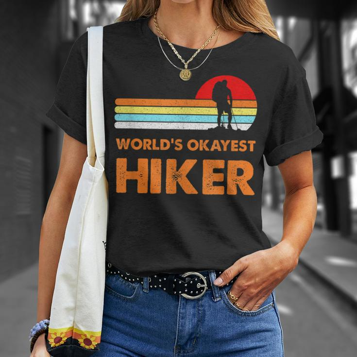 Worlds Okayest Hiker Vintage Retro Hiking Camping Men T-Shirt Gifts for Her