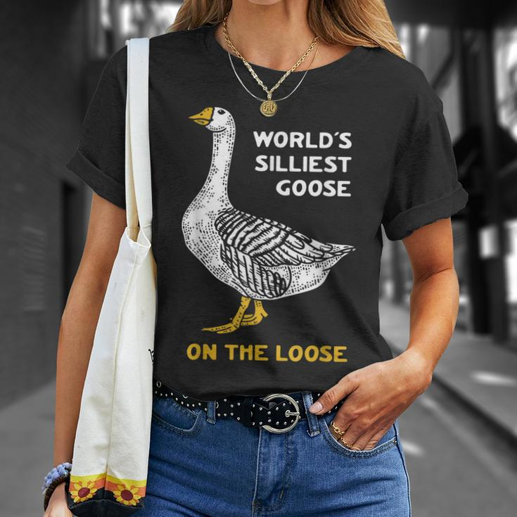 Worlds Silliest Goose On The Loose Funny Unisex T-Shirt Gifts for Her