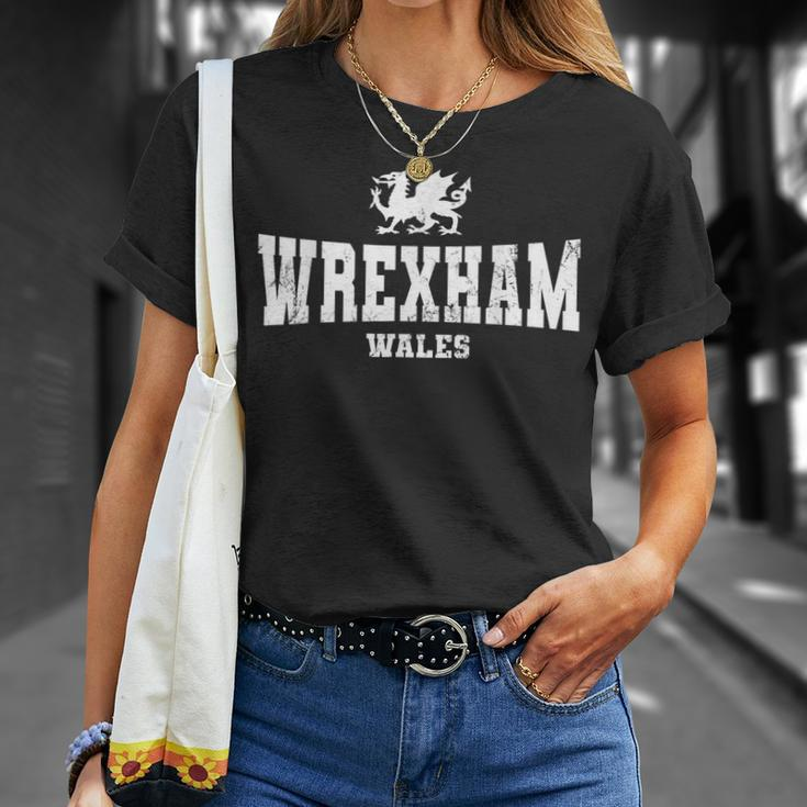 Wrexham Wales Welsh Dragon Flag Cymru Unisex T-Shirt Gifts for Her