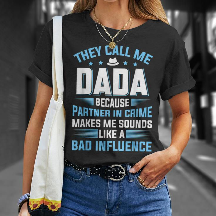 Mens They Call Me Dada Because Partner In Crime Fathers Day T-Shirt Gifts for Her