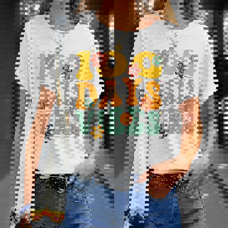 100 Days Of School Vibes 100Th Day Of School Retro GroovyT-shirt Gifts for Her