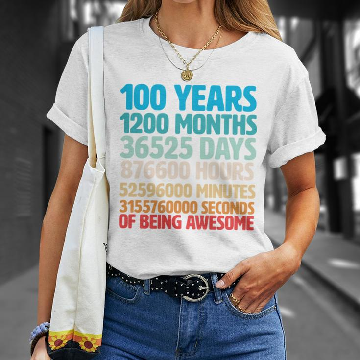 100 Years Of Being Awesome 100Th Birthday Time Breakdown Unisex T-Shirt Gifts for Her