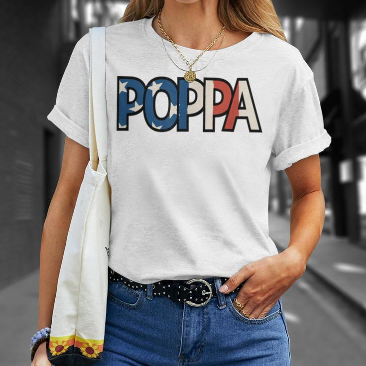 All American Poppa Patriotic July 4Th Fathers Day Gift Unisex T-Shirt Gifts for Her