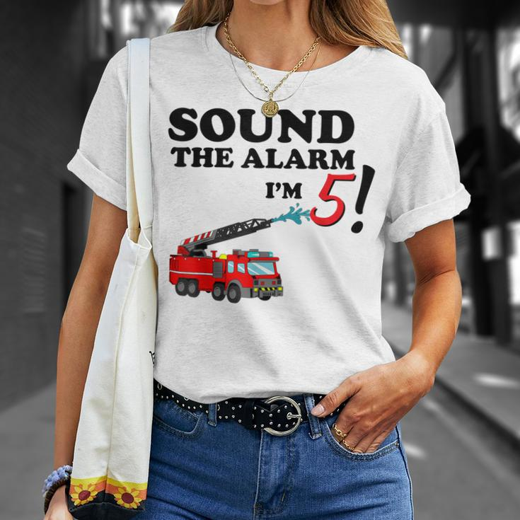Birthday 5 Year Old Fire Fighter Truck 5Th Bday T-Shirt Gifts for Her