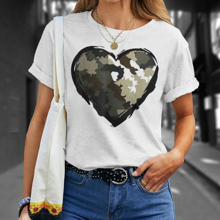 Camo Print Heart Valentines Day Military Men Women T-shirt Gifts for Her