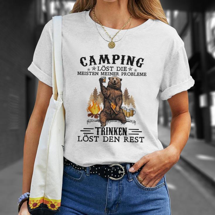 Camping T-Shirt Lustiger Spruch mit Bärenmotiv, Problemlösungs-Shirt Geschenke für Sie