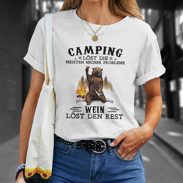 Camping und Wein T-Shirt - Camping löst Probleme, Wein den Rest Geschenke für Sie