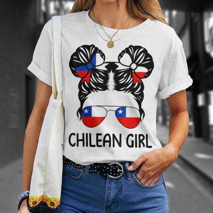 Chilean Girl Messy Hair Chile Pride Patriotic Womens Kids Unisex T-Shirt Gifts for Her