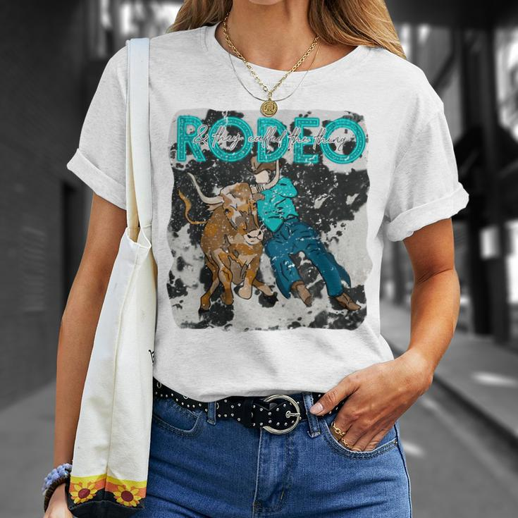 Cowboy Bull Riding They Call The Thing Rodeo Western Country V2 T-Shirt Gifts for Her
