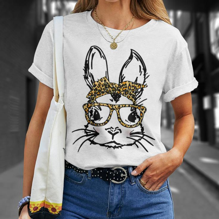 Cute Bunny Wearing Glasses Leopard Easter Day T-Shirt Gifts for Her