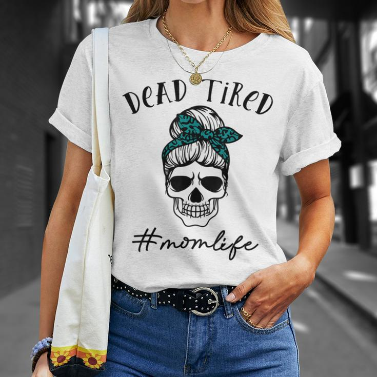 Dead Tired Mom Life Leopard Skull Sunglasses Mothers Day Unisex T-Shirt Gifts for Her