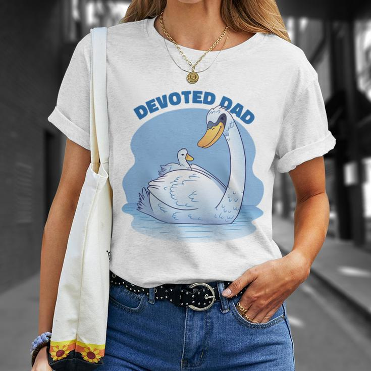Devoted Dad Swan Fathers Day Gift Unisex T-Shirt Gifts for Her