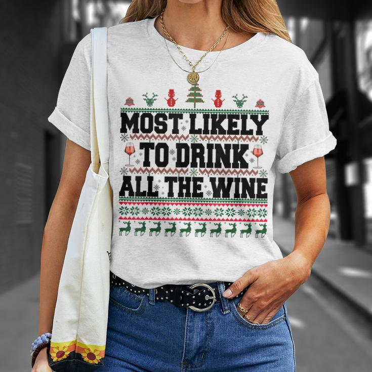 Familien-Weihnachts-T-Shirt: Wer trinkt den Wein? Lustiges Design Geschenke für Sie