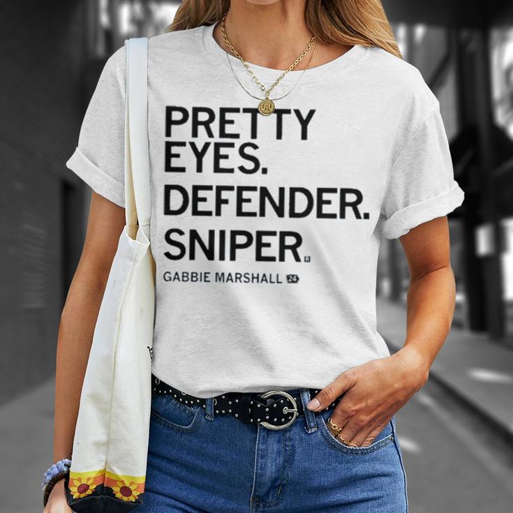 Gabbie Marshall Pretty Eyes Defender Sniper Unisex T-Shirt | Mazezy