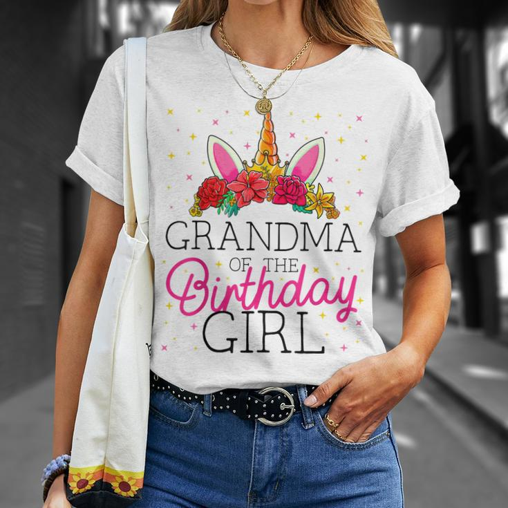 Grandma Of The Birthday Girl Grandmother Unicorn Birthday Unisex T-Shirt Gifts for Her