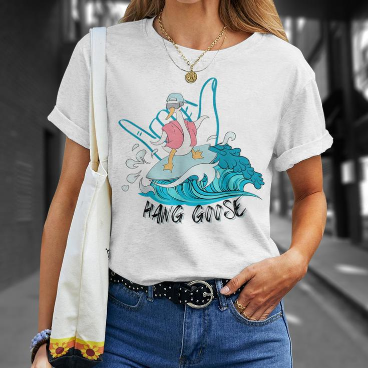 Hang Goose Silly Goose Surfing Funny Farm Animal Unisex T-Shirt Gifts for Her