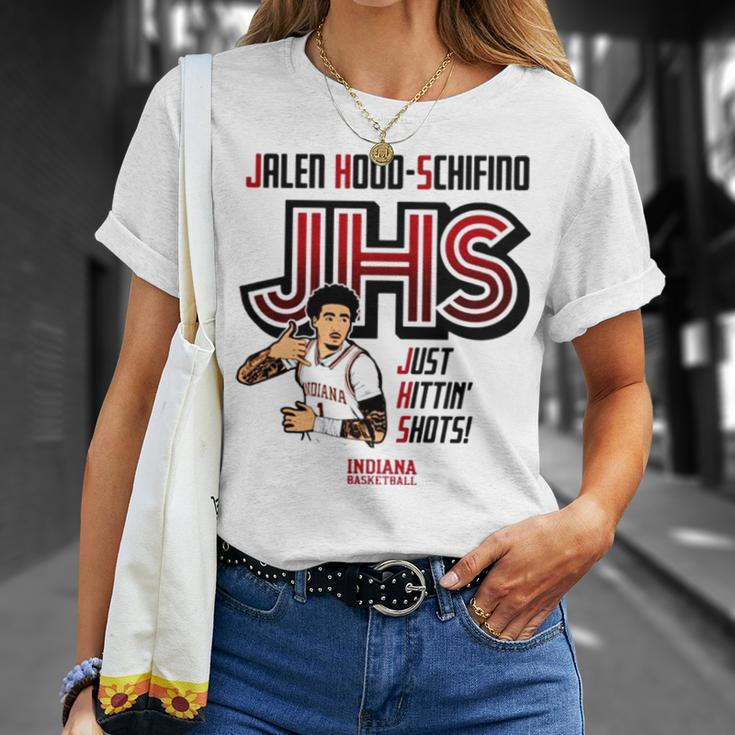 Jalen Hood Just Hittin’ Shots Indiana Basketball Unisex T-Shirt Gifts for Her